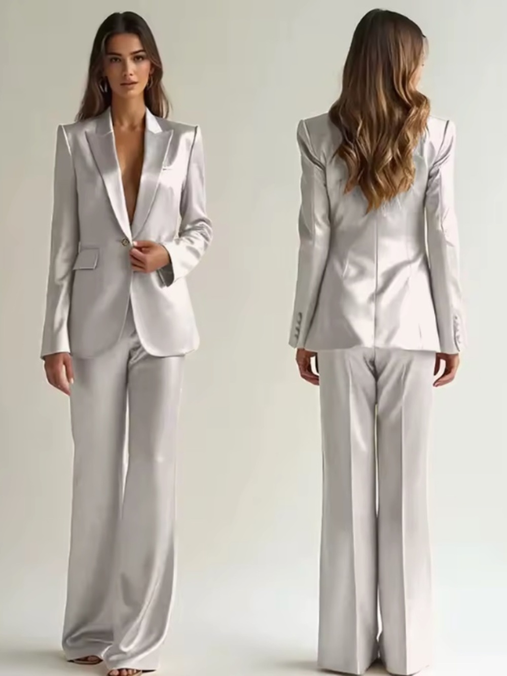 Haskell Two Piece Suit Size 12 - Light Silver Color - Ships in 48 Hours
